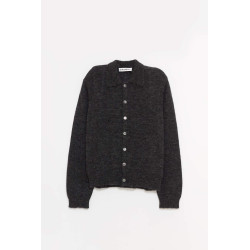 OUR LEGACY CHARCOAL MELANGE EVENING POLO CARDIGAN